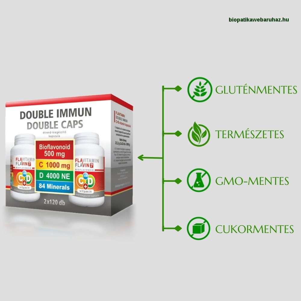 C + D vitamin kapszula, 2x120 db - Double Immun