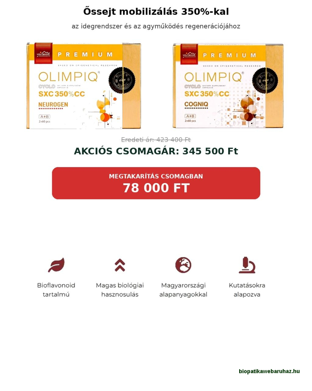 Olimpiq SXC 350% Premium Life NEUROGEN és COGNIQ 4 × 60