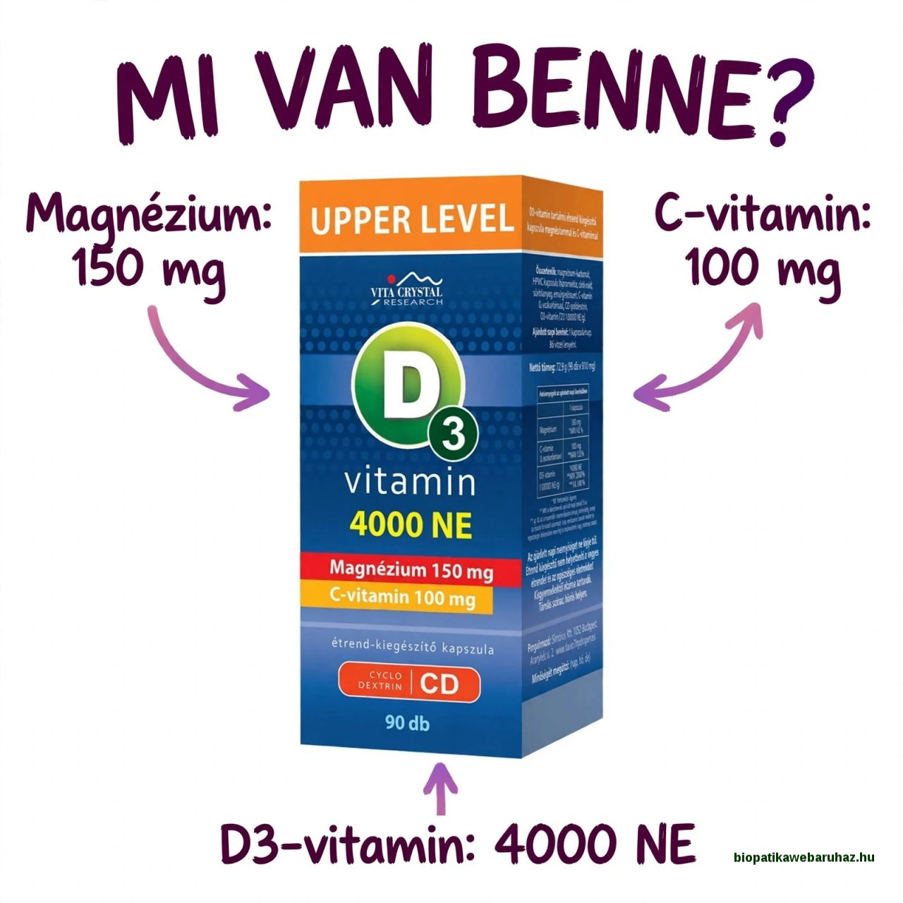 D3-vitamin 4000 NE + Magnézium + C + K2 vitamin 