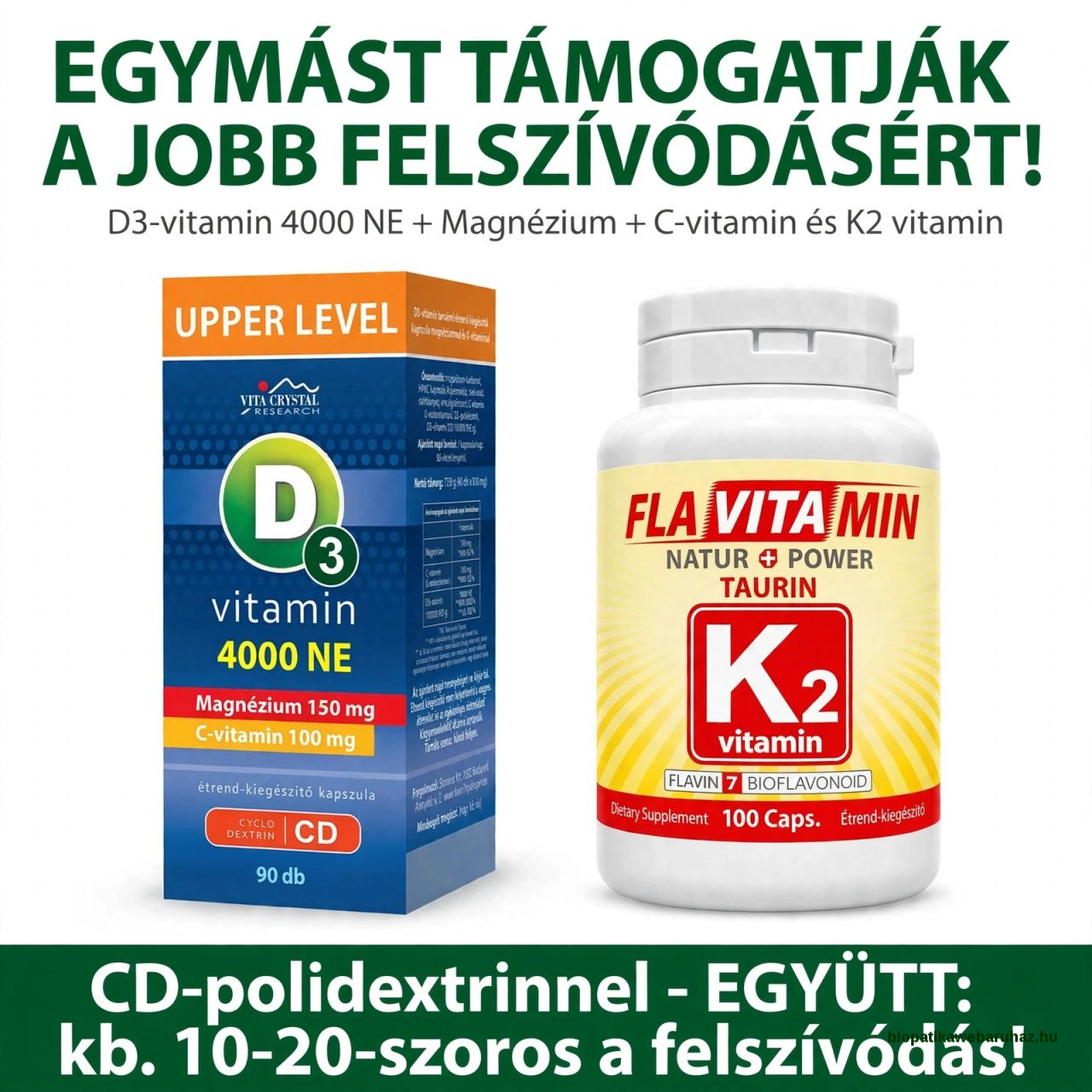 D3-vitamin 4000 NE + Magnézium + C + K2 vitamin 